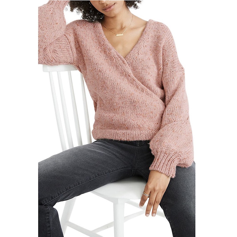 Madewell Beresford Wrap-Front Pullover Sweater